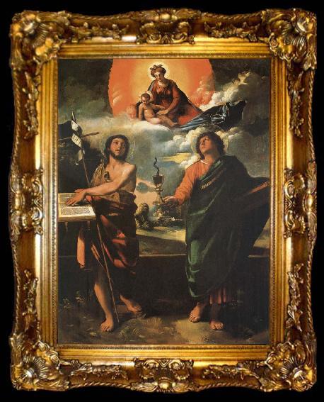 framed  Dosso Dossi The Madonna in the glory with the Holy Juan the Baptist and Juan the Evangelist, ta009-2